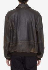 Golden Goose DB Louis Aviator Leather Jacket Brown GMP01658-P001425-55381