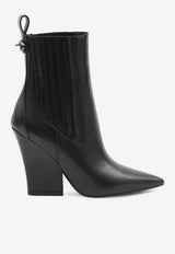 Valentino 105 VLogo Lockette Leather Booties Black 5W0S0KS9-LQV-0NO