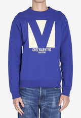 Valentino Chez Logo Print Sweatshirt Blue 6V3MF28R-AQB-B01