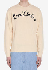 Valentino Chez Logo Wool Knit Sweater Cream 6V3KC33L-AR8-581
