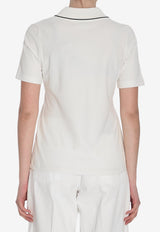 Moncler Logo Patch V-neck Polo T-shirt White 8A00004-899TW-034