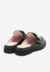 Roger Vivier Viv' Rangers Leather Flat Mules Black RVW54840960-MRK-B999