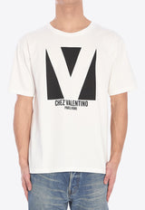 Valentino Chez Logo Print T-shirt White 6V3MG16P-AQ9-A03