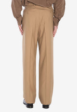 Saint Laurent High-Rise Wool Pants Khaki 821899-Y405W-7557