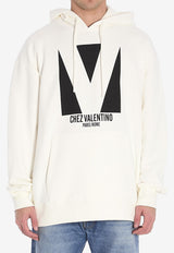 Valentino Chez Logo Print Hooded Sweatshirt Cream 6V3MF28N-AQA-A03