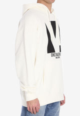 Valentino Chez Logo Print Hooded Sweatshirt Cream 6V3MF28N-AQA-A03