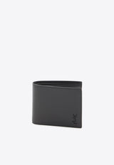 Saint Laurent Small Cassandre East/West Leather Wallet Black 607727-1JB0U-1000