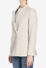 Max Mara Targa Double-Breasted Linen Blazer Beige 2511041181600-10318-001