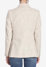 Max Mara Targa Double-Breasted Linen Blazer Beige 2511041181600-10318-001