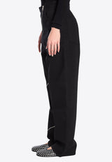 Alaïa Zipped Spiral Straight-Leg Jeans Black AA9P0295D003A--995