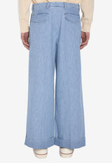Valentino VLogo Wide-Leg Pants Light Blue 6V3DD03U-ALM-508