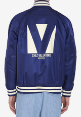 Valentino Chez Logo Bomber Jacket Blue 6V3CIM22-5CM-G88
