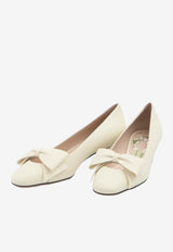 Valentino Bowow 45 Leather Pumps Ivory 6W2S0LB5-DDT-098