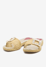 Roger Vivier Crystal Embellished Buckle Sandals Beige RVW774420406-D1C-C013