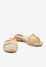 Roger Vivier Crystal Embellished Buckle Sandals Beige RVW774420406-D1C-C013