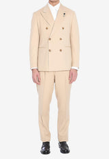 Lardini Double-Breasted Wool Suit Beige ES5910E-ESIF64414-300