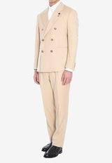 Lardini Double-Breasted Wool Suit Beige ES5910E-ESIF64414-300