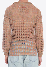 Valentino Perforated-Knit Sweater Beige 6V0KC34A-AUT-AH2