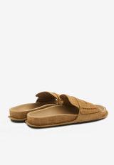Jacquemus Mocassin Croc-Embossed Flat Sandals Camel 255FO1724355--830