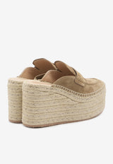 Gianvito Rossi Maxilla 100 Suede Platform Espadrille Mules Beige G93056-40RIC-VLJCMNA