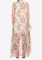 Loewe Peony Print Silk Maxi Dress Multicolor S540Y09XRS--9990