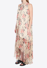 Loewe Peony Print Silk Maxi Dress Multicolor S540Y09XRS--9990