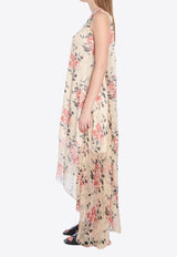 Loewe Peony Print Silk Maxi Dress Multicolor S540Y09XRS--9990