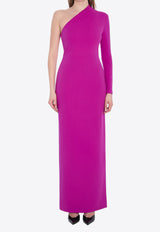 Solace London Joana One-Shoulder Long Dress Fuchsia OS43024--FUCHSIA