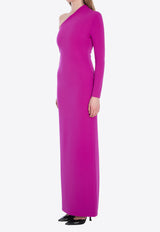 Solace London Joana One-Shoulder Long Dress Fuchsia OS43024--FUCHSIA