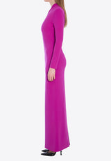 Solace London Joana One-Shoulder Long Dress Fuchsia OS43024--FUCHSIA