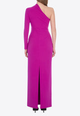Solace London Joana One-Shoulder Long Dress Fuchsia OS43024--FUCHSIA