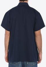 Balenciaga Intertwined Logo Embroidered Polo T-shirt Blue 813299-TRVW4-8065