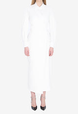 Max Mara Balzac Long-Sleeved Midi Shirt Dress White 2511221053600-10296-002
