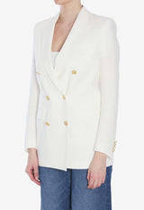 Tagliatore Double-Breasted Linen Blazer White JJASMINE10B-340021-EX818