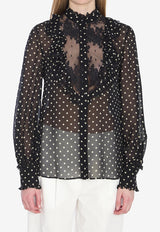 Valentino Polka Dots Silk Sheer Blouse Black 6B0AB7J1-9AB-TB1