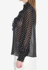 Valentino Polka Dots Silk Sheer Blouse Black 6B0AB7J1-9AB-TB1