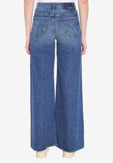 MOTHER Swisher Sneak Fray Wide-Leg Jeans Blue 10868-1220-BOG