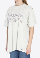 Balenciaga Fashion Designer Distressed T-shirt White 824285-TSVC5-9012