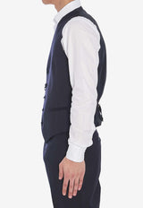 Tagliatore Button-Up Wool Waistcoat Blue GFBK05A-060001-B5013