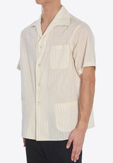 Maison Margiela Striped Short-Sleeved Shirt White S50DR0009-M35276-001F