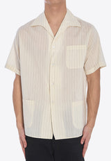 Maison Margiela Striped Short-Sleeved Shirt White S50DR0009-M35276-001F