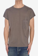 Saint Laurent Logo Embroidered Wool T-shirt Gray 818716-Y76HF-1021