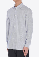 Borriello Napoli Striped Long-Sleeved Shirt Light Blue 140129--BIAZZ