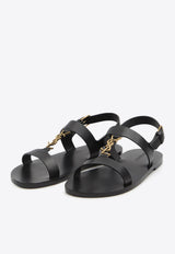 Saint Laurent Cassandre Leather Sandals Black 818108-DWEDD-1000