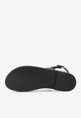 Saint Laurent Cassandre Leather Sandals Black 818108-DWEDD-1000