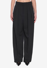 Saint Laurent Wide-Leg Wool Pants Black 824389-Y7E63-1000