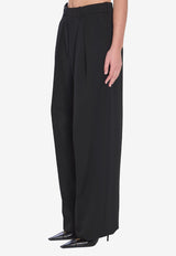 Saint Laurent Wide-Leg Wool Pants Black 824389-Y7E63-1000