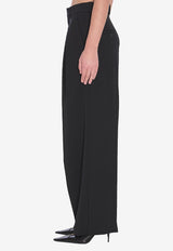Saint Laurent Wide-Leg Wool Pants Black 824389-Y7E63-1000