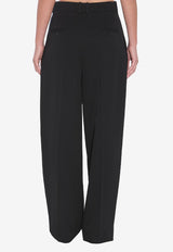 Saint Laurent Wide-Leg Wool Pants Black 824389-Y7E63-1000