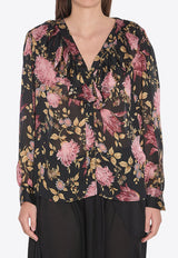 Chloé V-neck Floral Print Ruffled Blouse Multicolor CH25UHT67458--001